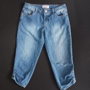 Phat Fashions Capri Jeans‎ Womens 30 Stretch Silver Label Tapered Blue Denim